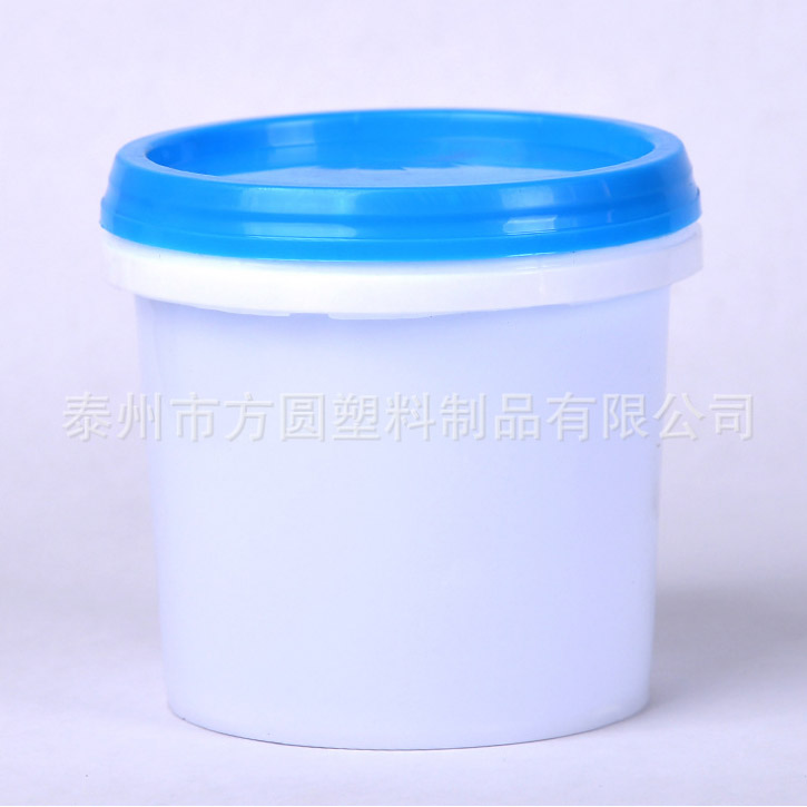 1L圓形加厚塑料（liào）桶 純白塑料機油桶 鐵提手桶